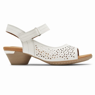 Rockport Cobb Hill Laurel Perforated Sandalen Damen Weiß LWZ-159423